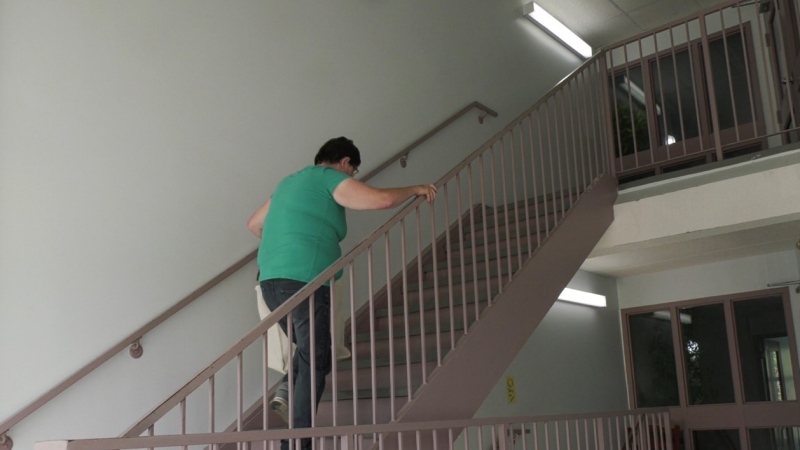 Seniors living at Angus Gardens were forced to take the stairs for over two months after the elevator broke (Kraig Krause/CTV News).