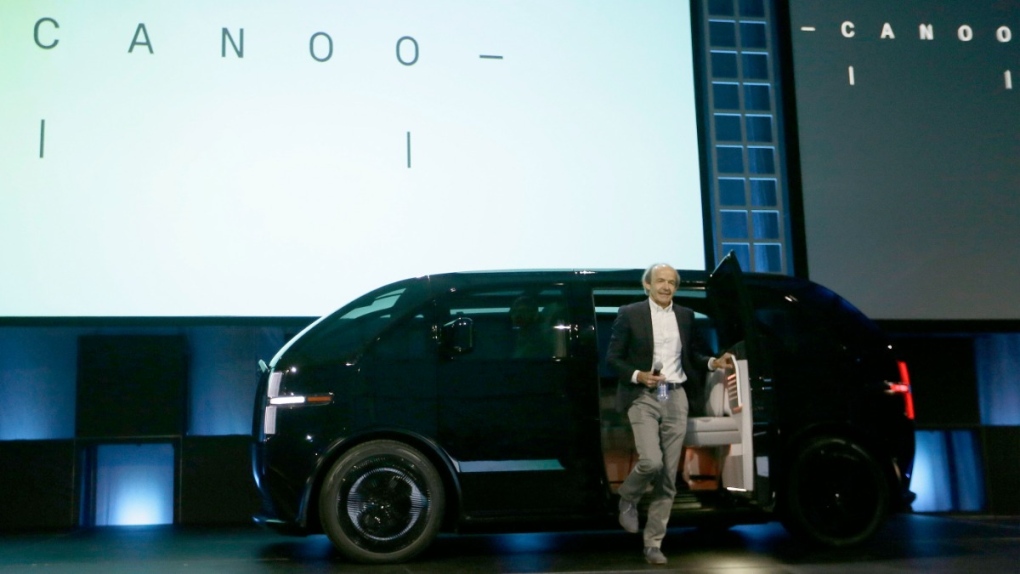 Canoo's Ulrich Kranz with an EV van in 2019