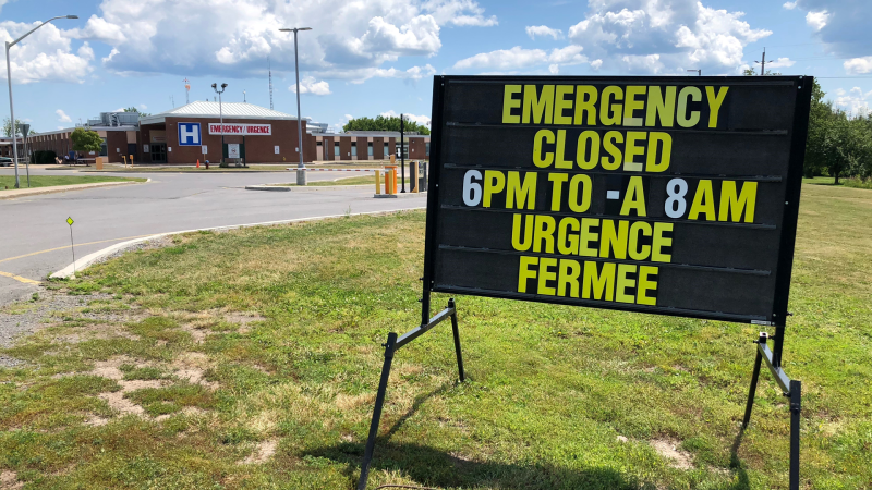 The Glengarry Memorial Hospital in Alexandria, Ont. will be closed overnight from 6 p.m. to 8 a.m. daily until Aug. 3. (Nate Vandermeer/CTV News Ottawa) 