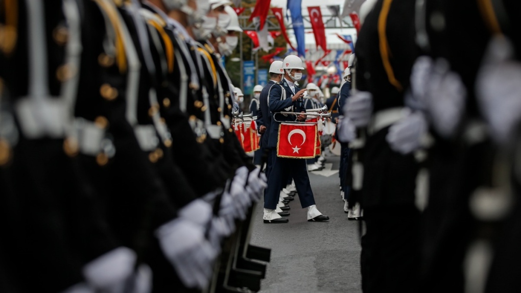 Turkish soldiers parade in Istanbul, in 2021