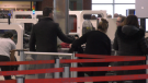 Security screening at the Edmonton International Airport.