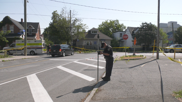 Ottawa police investigate a fatal collision involving a pedestrian in Vanier. (Natalie van Rooy/CTV News Ottawa) 
