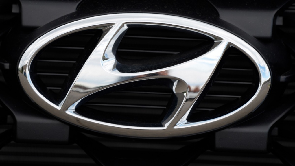 Hyundai logo on a vehicle in Littleton, Colo.
