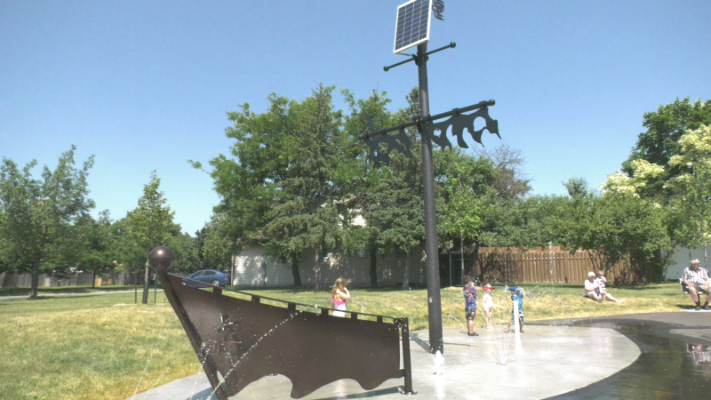 The city of Ottawa's first solar-powered splash pad is open in Cyrville Park in the city's east end. 
