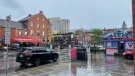 Heavy rain in the ByWard Market. (Josh Pringle/CTV News Ottawa)