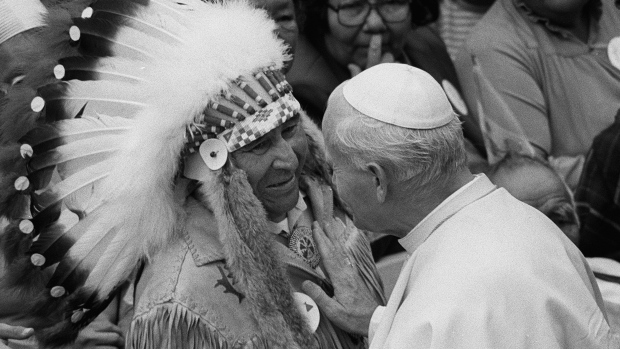 Pope John Paul II with Indigenous chief