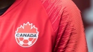 A Canada soccer logo is seen in Vancouver on March 24, 2019. THE CANADIAN PRESS/Darryl Dyck