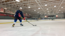 Ukrainian refugee Volodymr Karpachov dreams of playing in the NHL. Karpachov is currently practicing at the Sandy Hill arena. (Jackie Perez/CTV News Ottawa) 