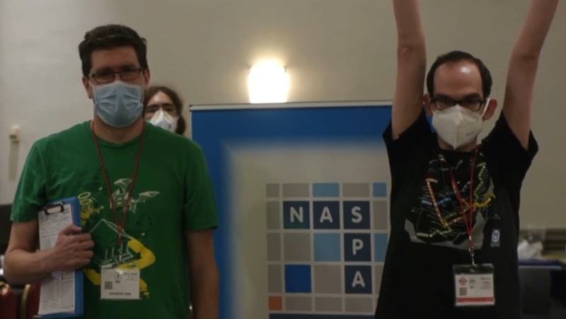Montrealer Michael Fagen, right, took home top prize in North America's biggest Scrabble competition.