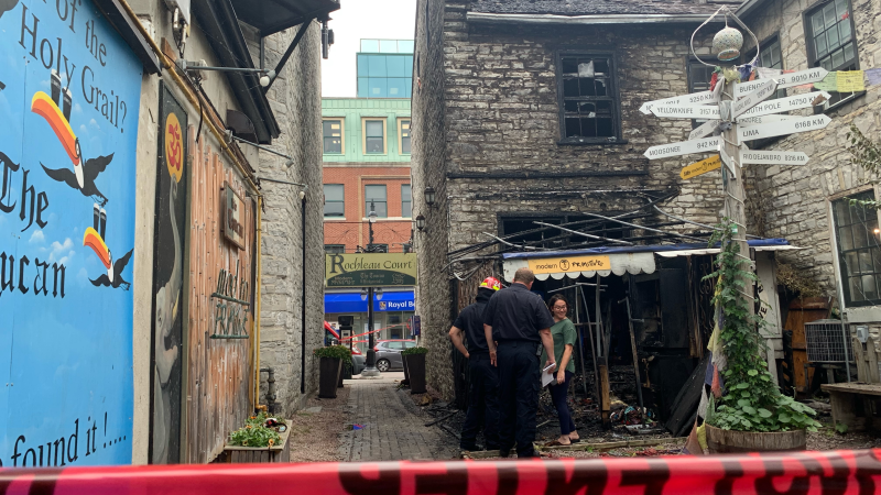 A fire broke out at the back of a building on Princess Street in Kingston, Ont. on Thursday. (Submitted) 