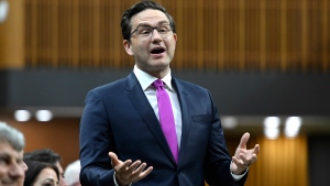 Conservative MP Pierre Poilievre rises during Question Period in the House of Commons on Parliament Hill in Ottawa on Wednesday, June 15, 2022. THE CANADIAN PRESS/Justin Tang 