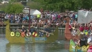 A Barrie cardboard boat race, as shown in this file photo, shows the beginning of the race before the boats disintegrated. (CTV NEWS)