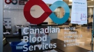 A blood donor clinic pictured at a shopping mall in Calgary, Alta., Friday, March 27, 2020. THE CANADIAN PRESS/Jeff McIntosh