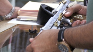 An image of a handgun. (Colton Wiens/CTV Kitchener) (Aug. 6, 2022)