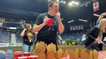 Competitive eater Joey Chestnut seen here during the mini donut eating competition. (Gareth Dillistone/CTV News)