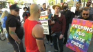 The counter-protesters challenge some of the protesters who were against the EPL hosting a storytime event featuring a drag queen (CTV News Edmonton/Dave Mitchell).
