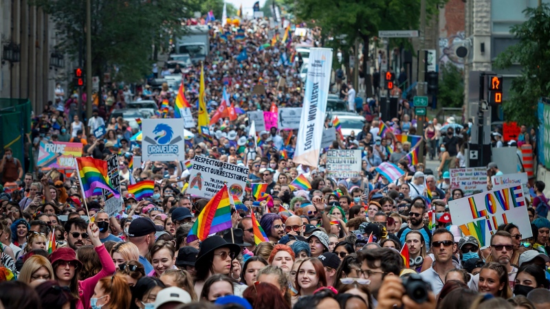 Thousands turned out to walk in the Montreal Pride parade, Sunday, Aug. 15, 2021. THE CANADIAN PRESS/Peter McCabe