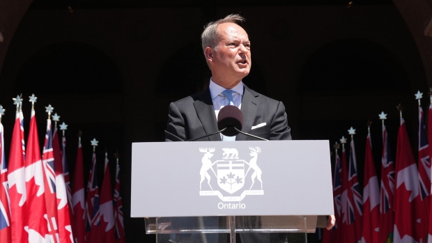 Minister of Finance Peter Bethlenfalvy, takes his oath at the swearing-in ceremony at Queen’s Park in Toronto on June 24, 2022. THE CANADIAN PRESS/Nathan Denette