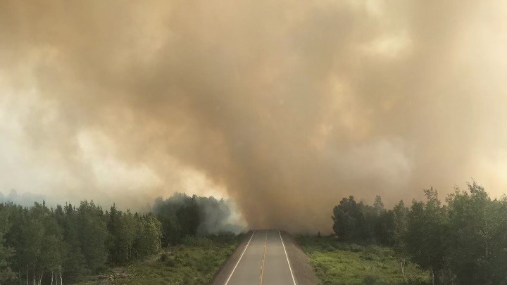A forest fire in central Newfoundland has forced the closure of the the Bay d'Espoir Highway. The fire, south of Bishop Falls, N.L, is shown in this recent handout photo. THE CANADIAN PRESS/HO-Government of Newfoundland & Labrador 