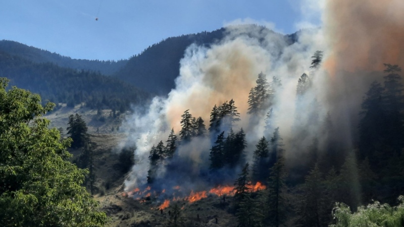 Crews completed controlled burns near the Keremeos Creek wildfire on Aug. 7, 2022. 