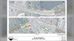 A rendering of the bike lanes is shown. (District of Saanich)