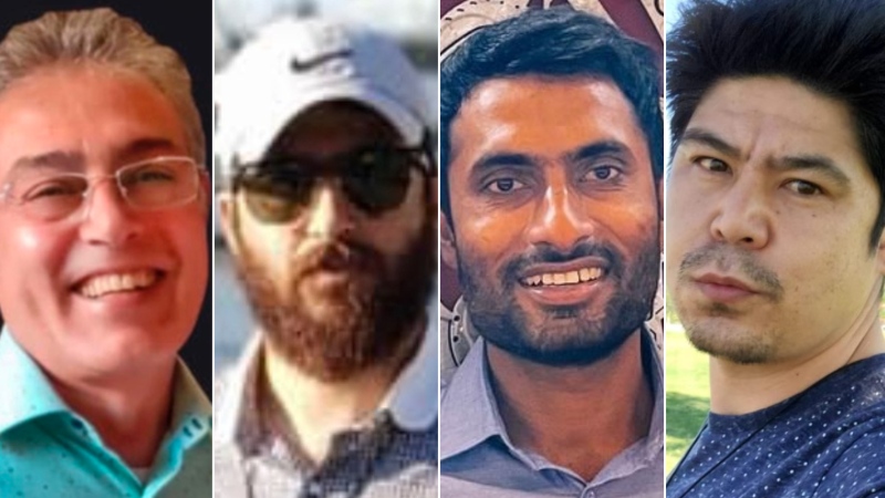 Mohammad Ahmadi, Naeem Hussain, Muhammad A Hussain and Aftab Hussein are the four Muslim men killed recently in Albuquerque, New Mexico. (Albuquerque Police Department, The Islamic Center of New Mexico, City of Espanola)