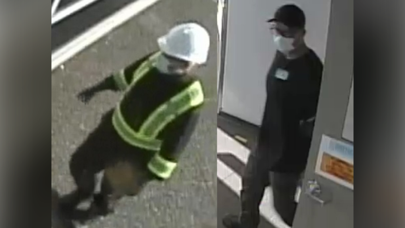Images released by the Coquitlam RCMP on August 9, 2022 show two men suspected of being accomplices in the B.C. prison break of Rabih 'Robby' Alkhalil in July.  