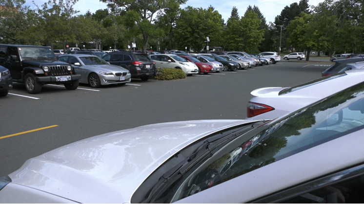 A parking lot at the University of Victoria is pictured. Aug. 9, 2022. (CTV News)