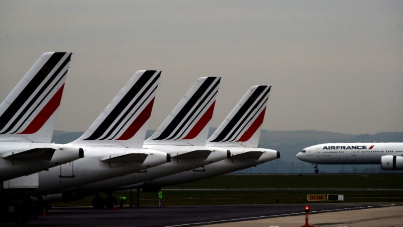 Air France planes parked on the tarmac at Paris Charles de Gaulle airport, in Roissy, France, on May 17, 2019. (Christophe Ena / AP) 