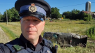 Joshua Cunningham, media officer with Wellington County OPP speaks from the crash site near Elora. (OPP/Twitter)