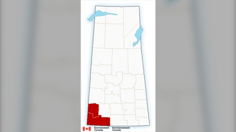 Environment Canada has issued heat warnings for the southwest corner of the province, citing a combination of higher than seasonal daily temperatures and higher nightly lows. (Courtesy: Environment Canada)