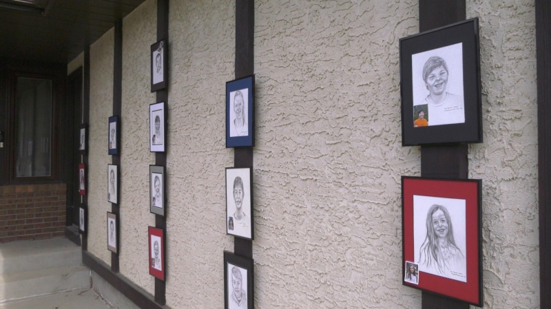 Sandi Whitford drew portraits of 16 children in her neighbourhood. 