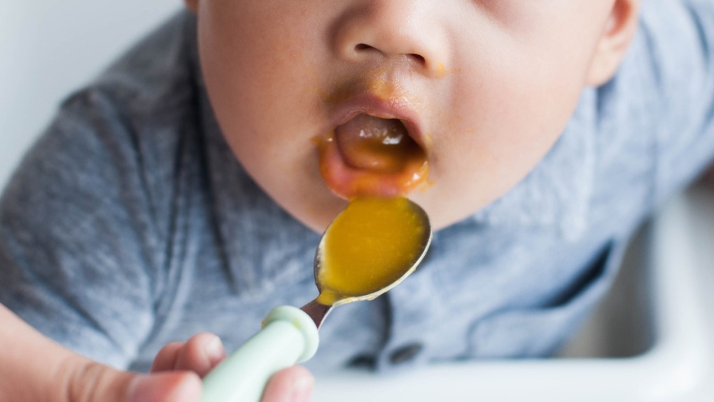 A baby eating