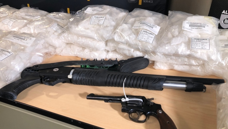 The Alberta Law Enforcement Response Teams (ALERT) displays items seized during called Operation Cairo and Operation Crucible, which took place in July 2022. 
