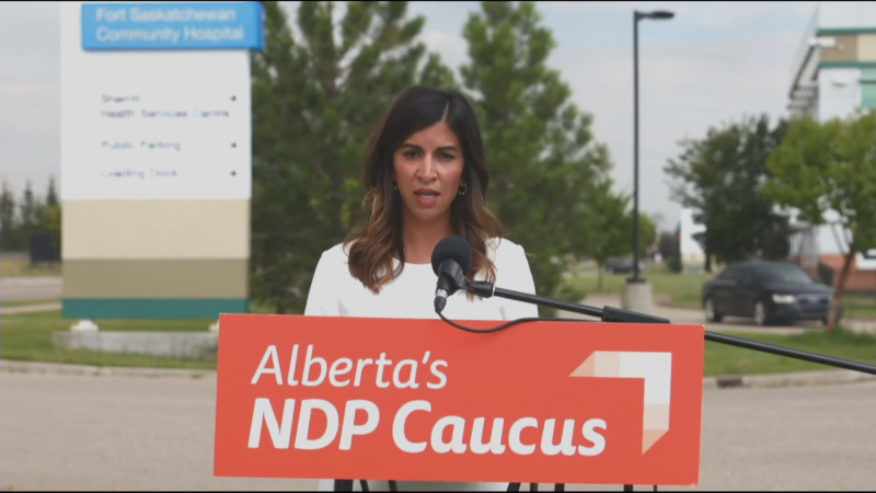 NDP MLA Rakhi Pancholi called for the resignations of associate minister Jackie Armstrong-Homeniuk and parliamentary secretary Jackie Lovely on Thursday, Aug. 11. (CTV News Edmonton)