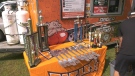 Fat Les's Chip Stand shows off its awards at the Poutine Feast in Brockville, Ont. (Nate Vandermeer/CTV News Ottawa)