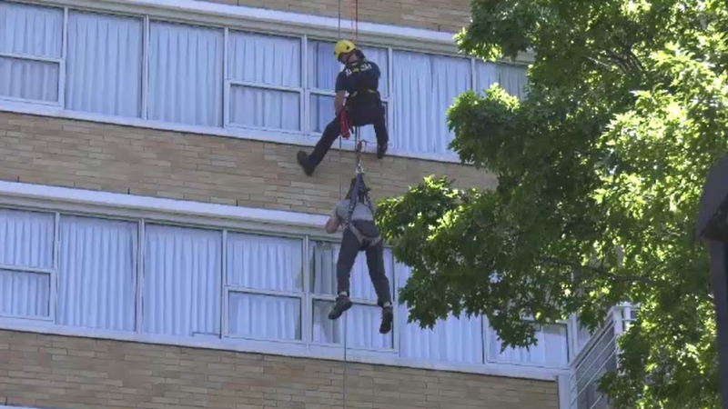 Victoria firefighters, police and paramedics were called to the Lord and Lady Simcoe Apartments at 440 Simcoe Street around 12:45 p.m. (CTV News)