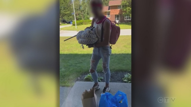 Homeowner opens front door to find a porch pirate eating her groceries in North Bay. Aug. 12/22 (Devyn Crocker)