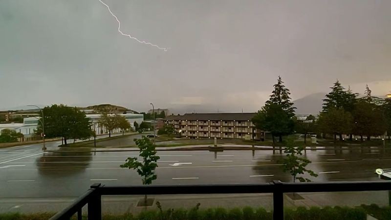 Kamloops residents shared videos on social media Thursday night of a massive thunderstorm in the region.