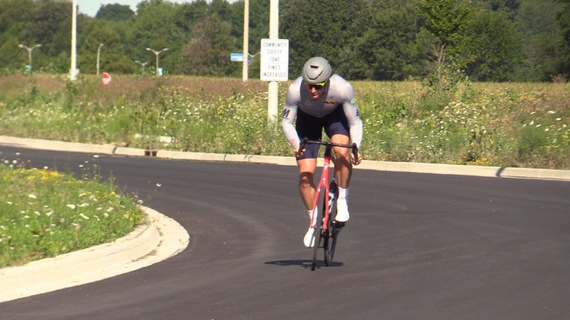 Luke Willson takes a rapid-fire ride on his bike. (Bob Bellacicco/CTV News Windsor)