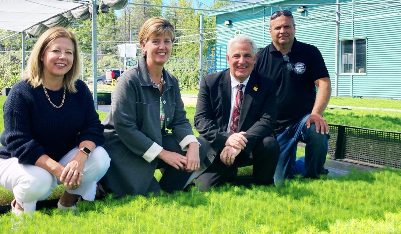 Pictured at College Boreal in Sudbury are MP Viviane Lapointe (left), Marie-Claude Bibeau, minister of Agriculture and Agri-Food, Nickel Belt MP Marc Serre and Yves Gauthier, the president of the Northern Ontario Farm Innovation Alliance. (Alana Everson/CTV news)