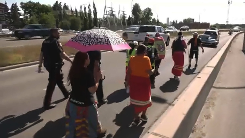 A group of Indigenous people walked from Morley to Calgary to honour loved ones who have died from overdoses.