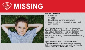 Ontario Provincial Police have begun intense search efforts to locate a missing nine-year-old boy. (Provided)