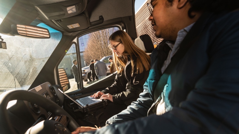 Researchers drive in the PLUME van and measure air quality around Metro Vancouver (Image credit: Paul Joseph/UBC Mechanical Engineering)