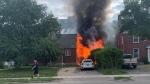 A fire at a home on Albert Street in Waterloo. (Aug. 14, 2022)