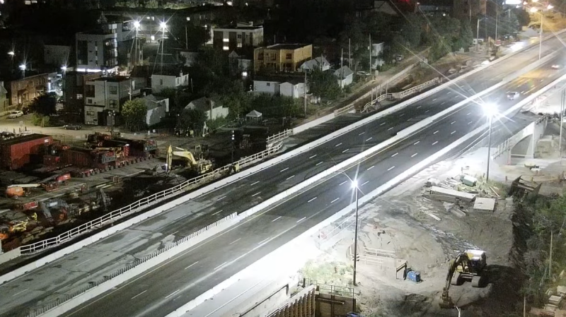 Traffic was moving along Hwy. 417 over the Booth Street Bridge early Monday morning following a 76-hour closure to replace the aging infrastructure. (CEECAM Corporation/YouTube)