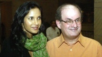 Salman Rushdie, (right), and Padma Lakshmi are pictured together in 2004. (Reuters/CNN)