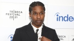 Recording artist A$AP Rocky attends the premiere for "Stockholm Syndrome," during the 20th Tribeca Festival at The Battery, June 13, 2021, in New York. (Photo by Andy Kropa/Invision/AP)
