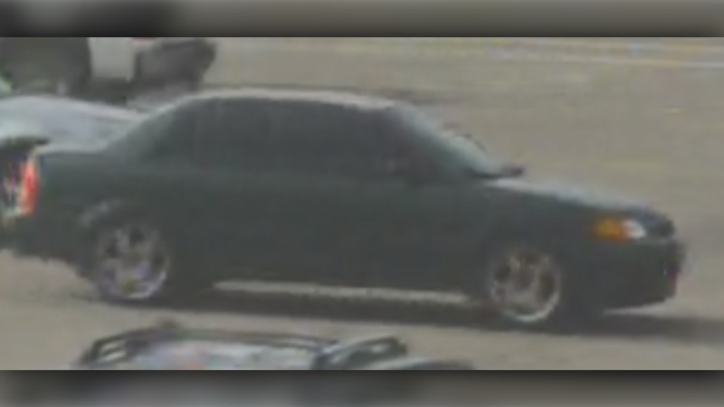 Surveillance still of the suspect vehicle in a July 6 hit-and-run south of Red Deer that left a cyclist dead. (RCMP)
