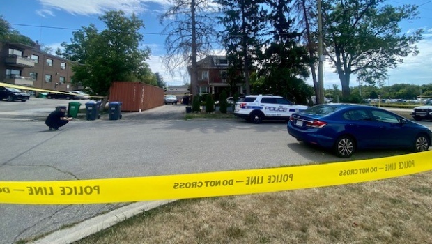 Peel police’s Homicide Bureau is investigating after officers found a man and a woman deceased inside a Mississauga house near Queen and Princess streets. (Christina Tenaglia/CP24)